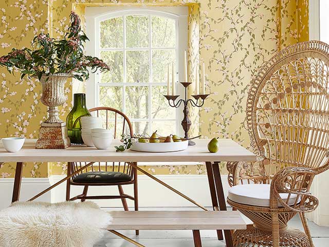 Little Greene gold wallpaper