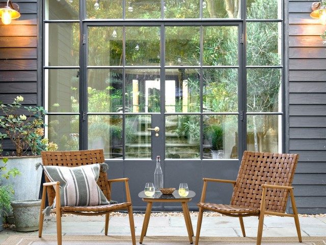contemporary woven outdoor furniture chair set with table