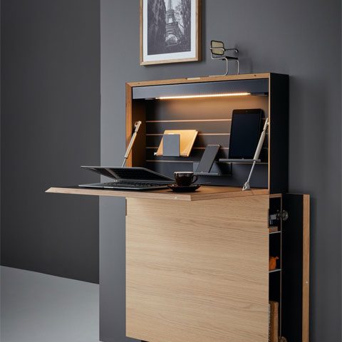 Furl fold-away desk cabinet