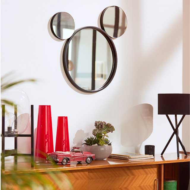 Mickey mouse mirror in living room setting