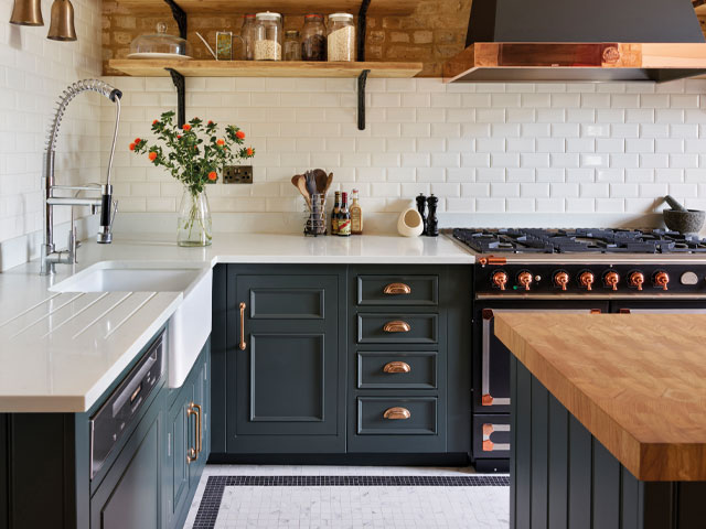 mix old and new materials for a mixed material kitchen with loads of character
