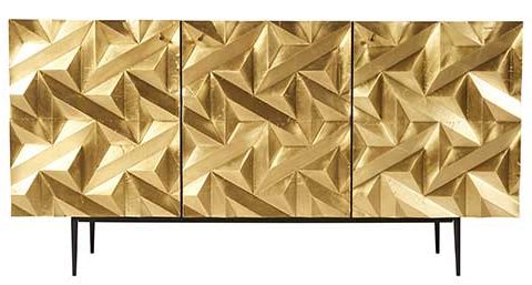 gold decor ides sideboard with pattern on white background