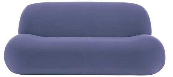 purple curved unique sofa on white background