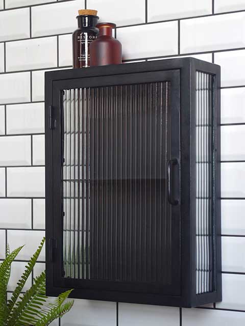 black japandi style bathroom cabinet