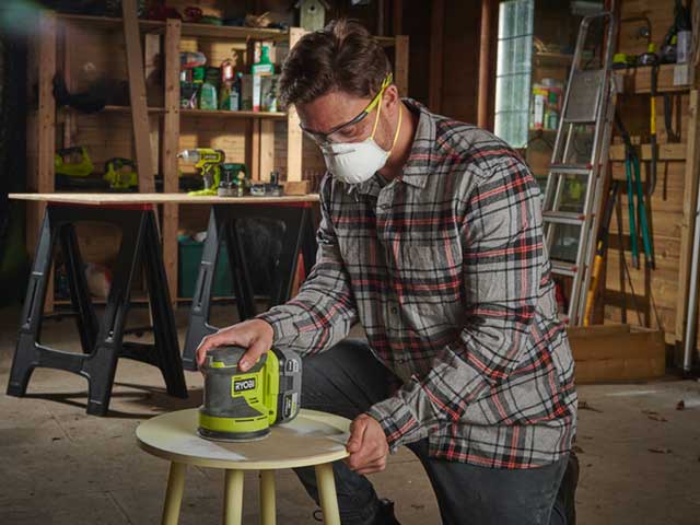 Father's Day man cave man sanding