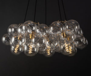 clear bubble chandelier from dowsing and reynolds on black background