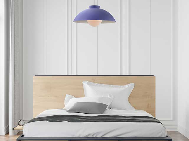 lavender decor ideas pendant ceiling light above bed