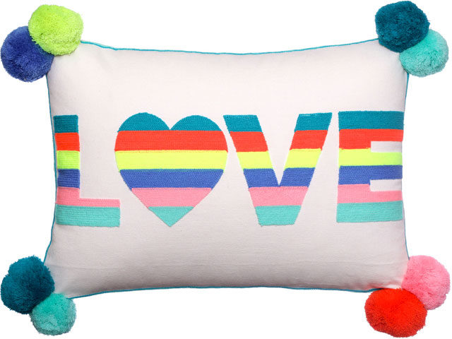 Love rainbow cushion, Sweetpea and Willow
