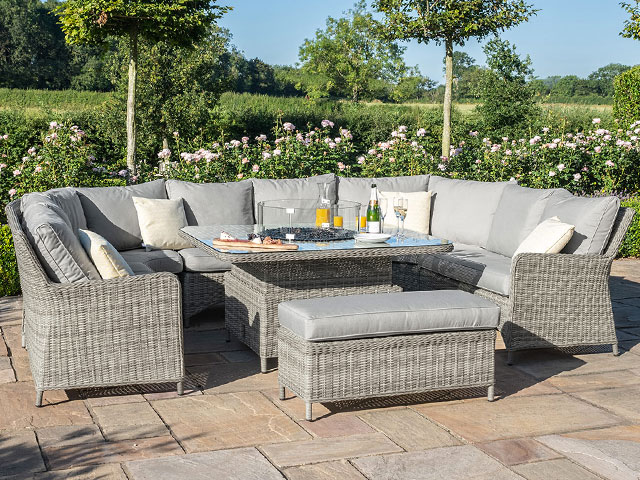 u-shaped firepit garden dining set