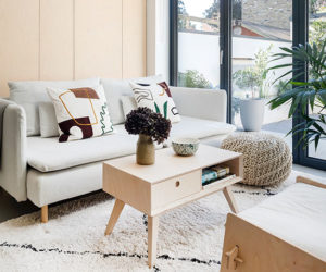 living room, sofa, bi-fold doors
