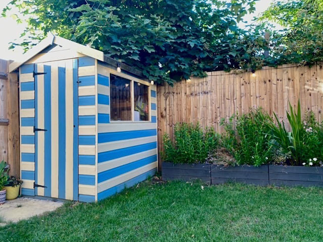 Stripy beach hut