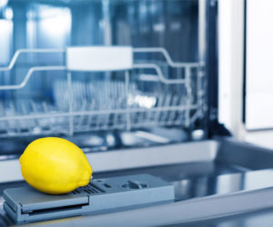 clean dishwasher - use white vinegar, bicarb and a lemon to clean your dishwasher