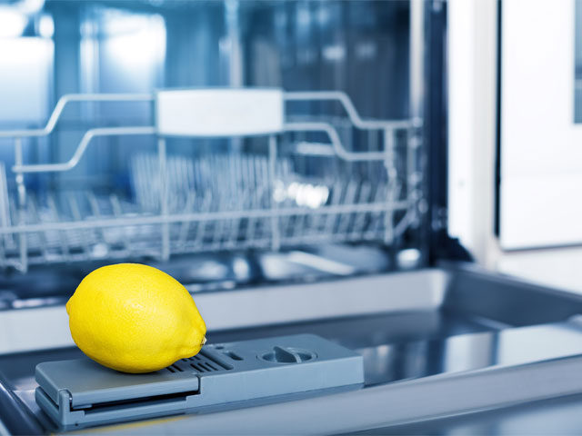 clean dishwasher - use white vinegar, bicarb and a lemon to clean your dishwasher