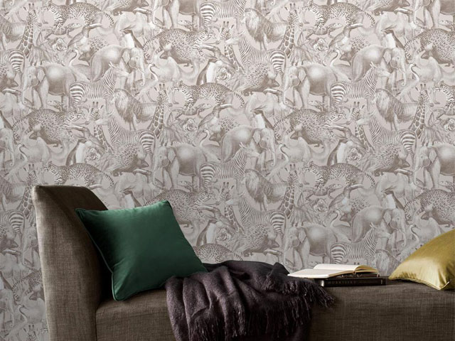 animal print wallpaper in neutral colours