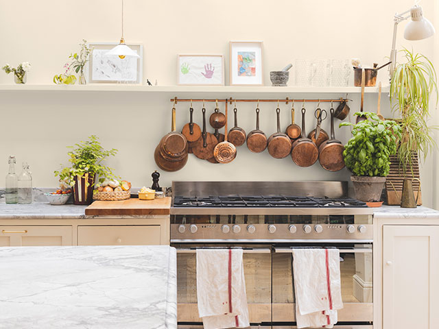 Subtle paint tones in the kitchen are warm and inviting