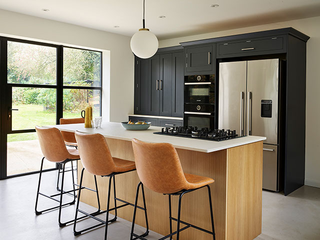 The dining room was added to create the modern shaker kitchen
