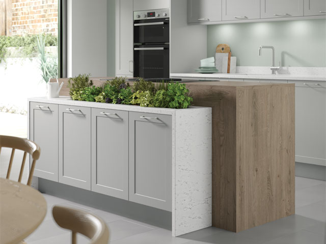 kitchen island with planter for herbs