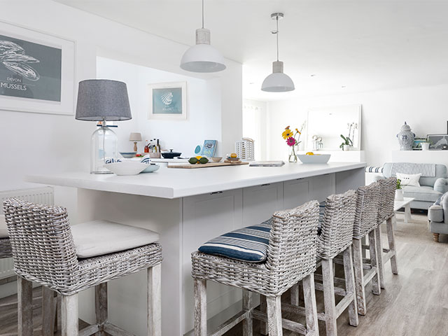 The open plan coastal renovation is perfect for entertaining