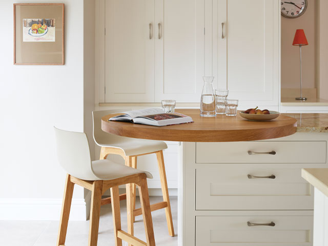 round breakfast bar on a kitchen island