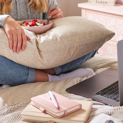 fresher with student starter kit including pillow and bedding
