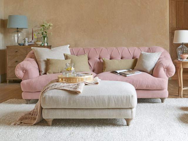 pink squishy chesterfield sofa from from loaf