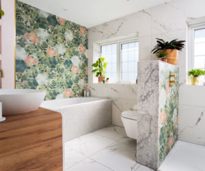 Hanna Merrett's bathroom renovation with false wall for floating toilet