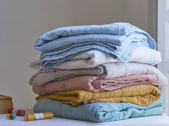 Collectable throws for sofas for sofas and beds in a variety of pastel colours