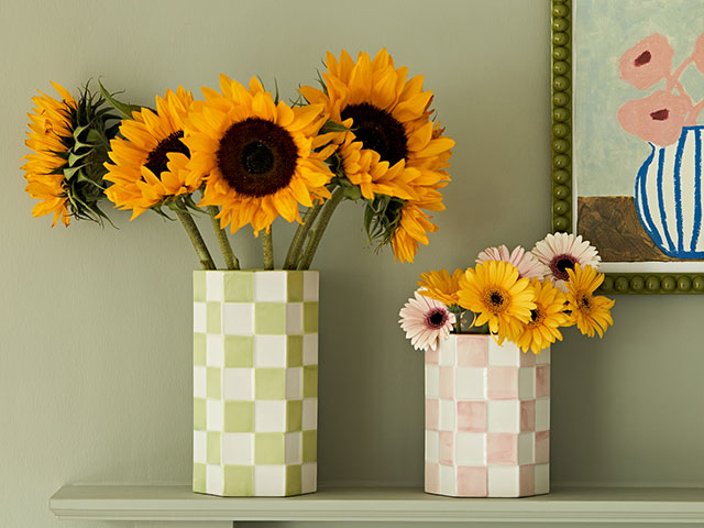 Make a small nod to the check trend with these vases