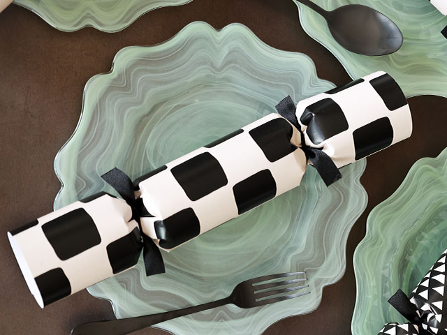 Add a monochrome check cracker to your Christmas table this year