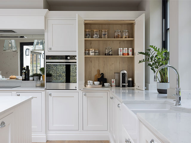 Open shelving looks great in a new build kitchen