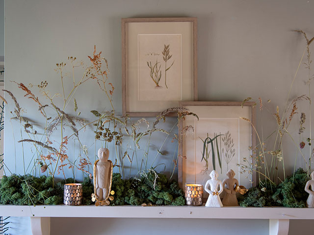 Create a botanical scene on your mantlescape for a biophilic touch