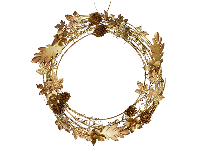 Try a metallic wreath for a modern twist