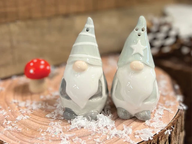 Grey and white gonk salt and pepper set