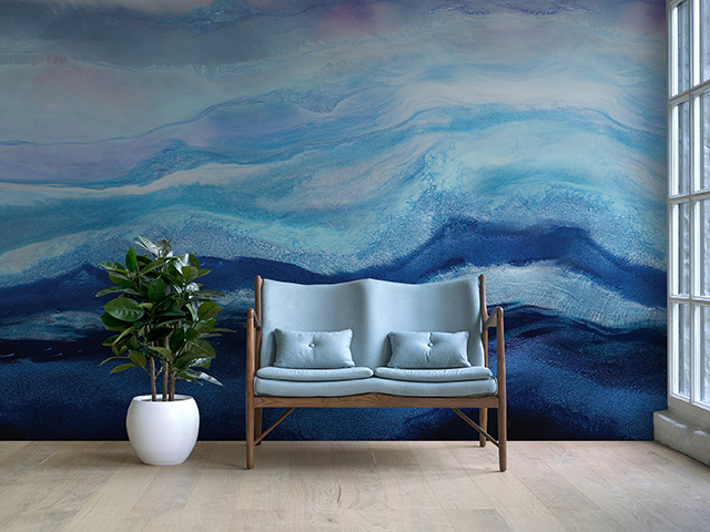 The blue hues of a seascape wallpaper mural