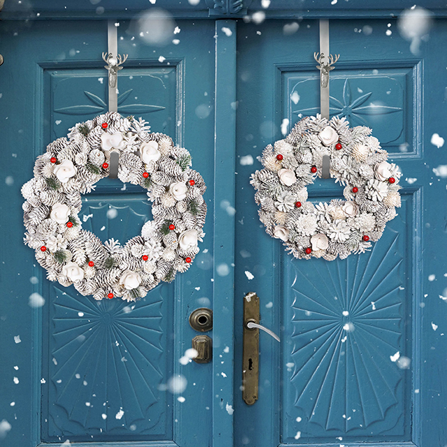 Double Christmas wreaths make a great Christmas doorscape