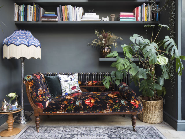 Anjoli re-upholstered this chaise lounge in House of Hackney fabric