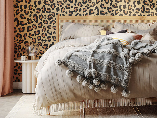 Leopard is a neutral in this bedroom trend