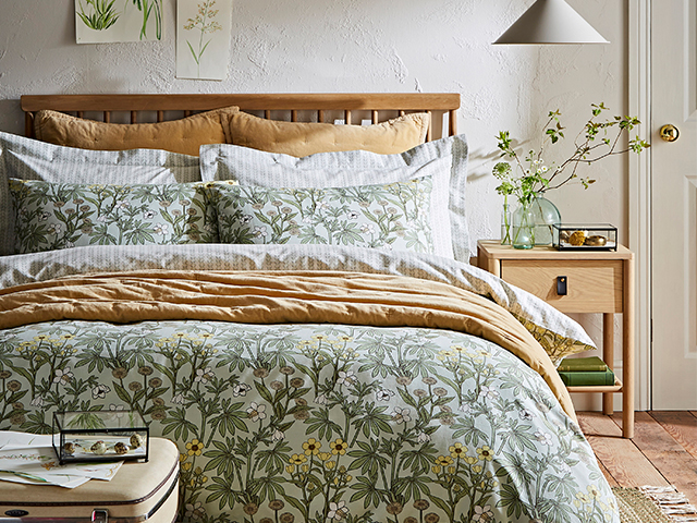 Floral prints work well for a bold bedding set
