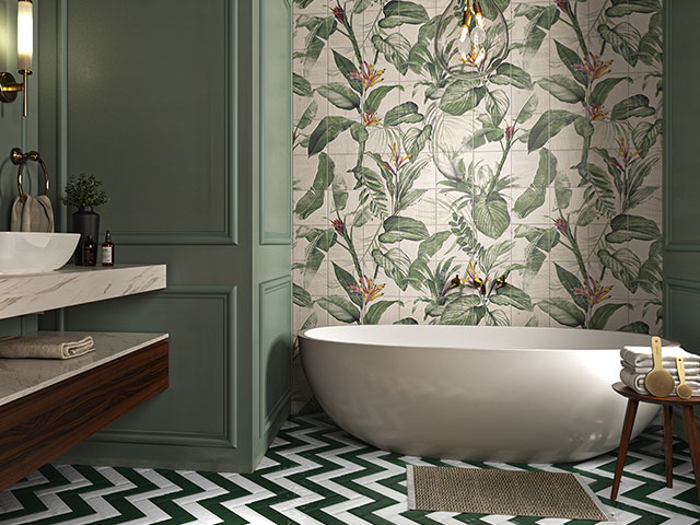 Bring an element of forestcore to your bathroom with these nature inspired tiles