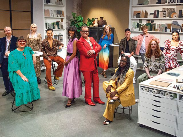 Michelle Ogundehin and Alan Carr with the contestants from Interior Design Masters Series 4