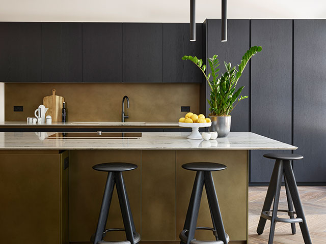 Brushed metallic cabinets are a hot 2023 kitchen trend