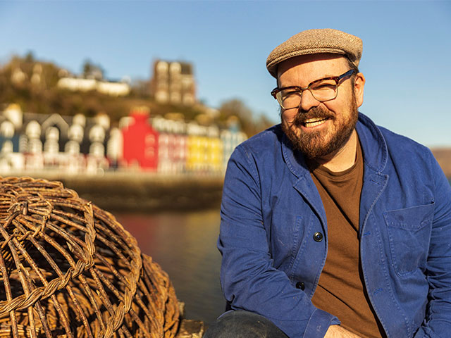 Banjo with a lobster pot in Designing the Hebrides