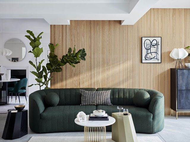 Bring dark greens and neutrals to your living room 