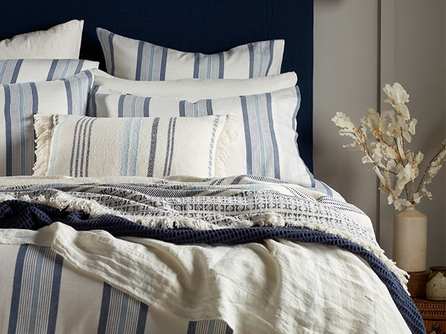You can never go wrong with a bold stripe for a spring bedroom update
