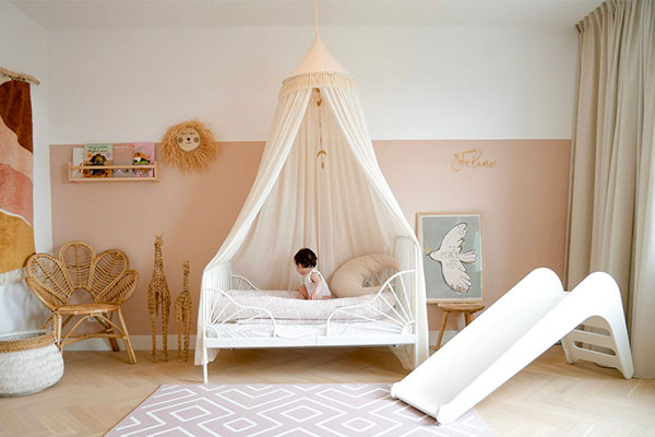 These Sancdi chic interiors are calming for a child's bedroom