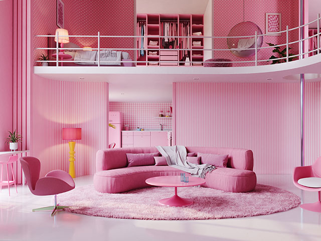 pink living room