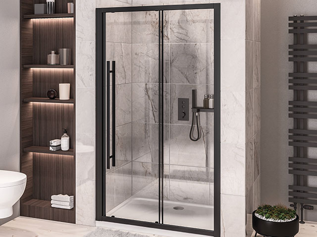 Sleek sliding doors make for a luxurious shower experience