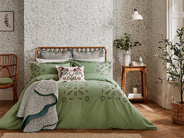 Whimsical botanicals are super calming for bedroom decor