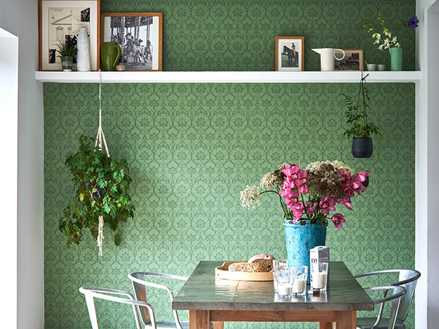 Try nature inspired folk floral wallpaper