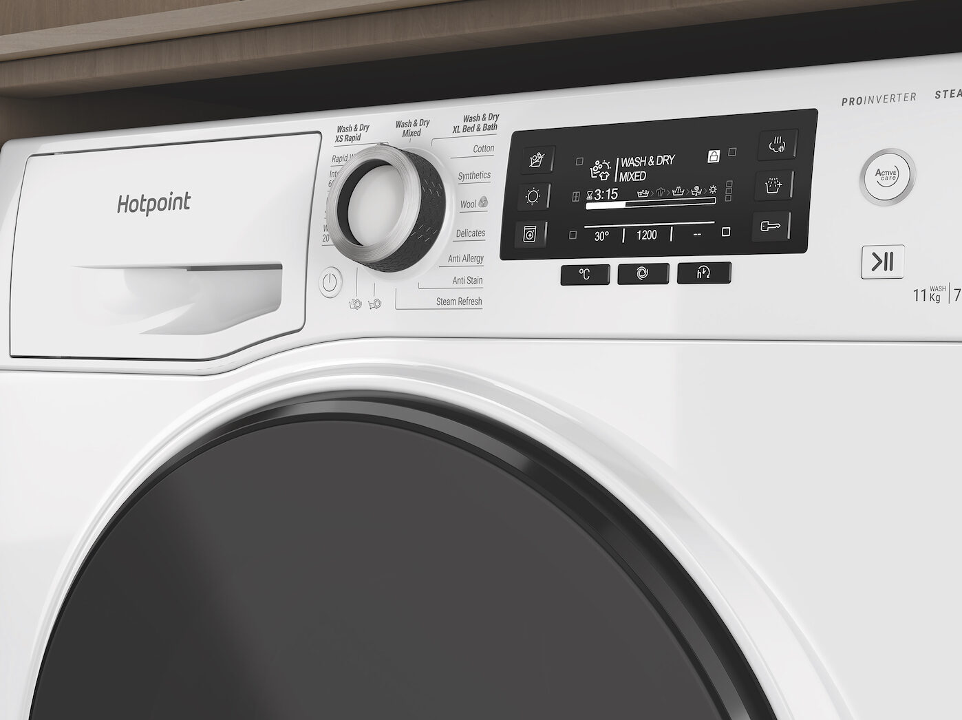 A Hotpoint washing machine control panel